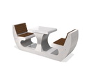 BUSINESS TABLE 285-E seat, table top polished, sides exposed aggregate