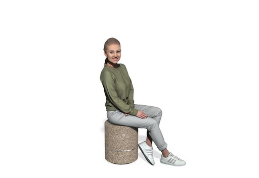 Concrete Stool 281 seat polished aggregate, sides exposed aggregate
