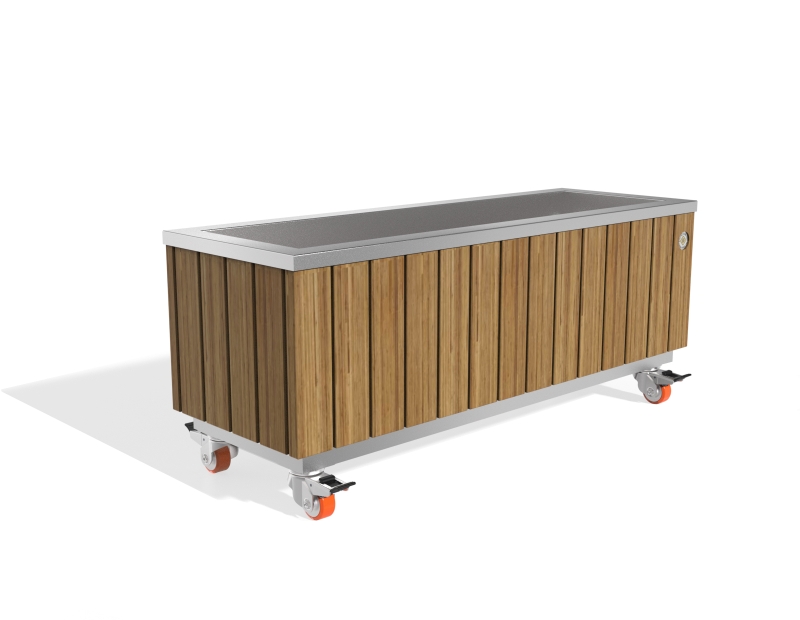 METAL PLANTER 292 TR, wheels and pull out tray